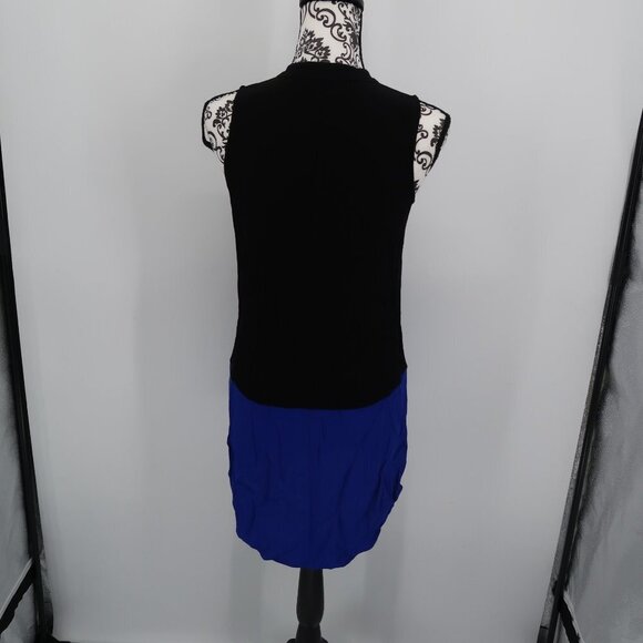 Madewell color block sleeveless Black Blue button front shirt dress XS - Picture 7 of 8